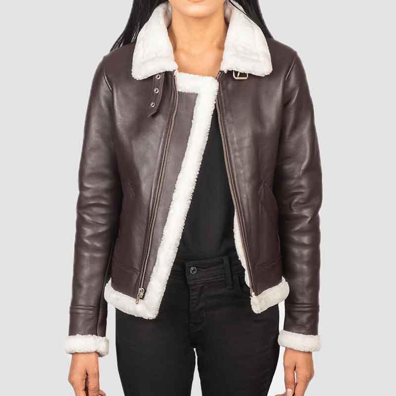 Women Sheril Leather Aviator Jacket2