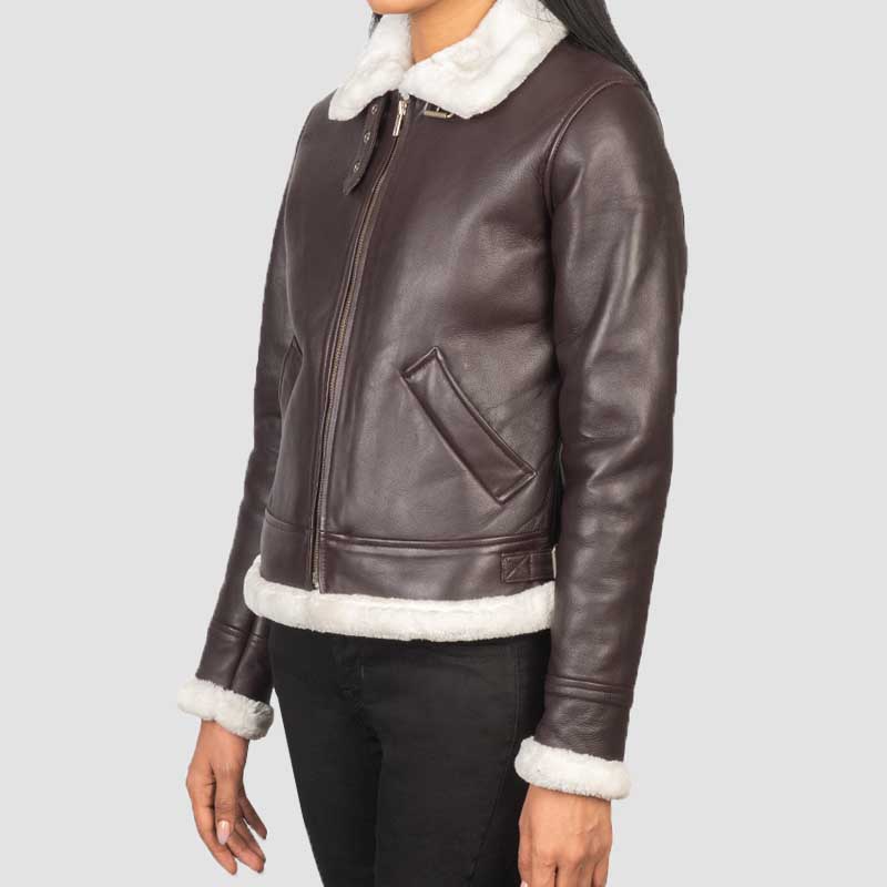 Women Sheril Leather Aviator Jacket3