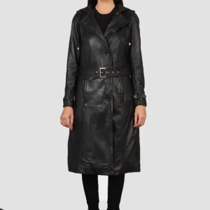 Women's Fixon Hooded Black Trench Coat