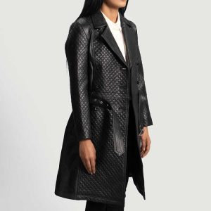 sweet susan black leather trench coat