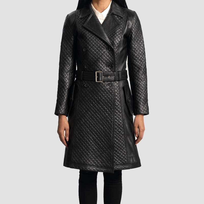 sweet susan black leather trench coat