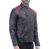 Men's Dual Toned Black and Maroon Quilted Cafe Racer Leather Jacket