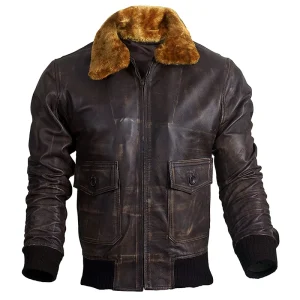 Men's Brown Aviator Style New Bomber Jacket