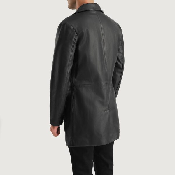 Men's Classmith Black Leather Trench Coat