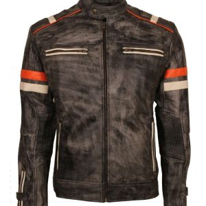 Men's Retro Vintage Style Distressed Biker Leather Jacket