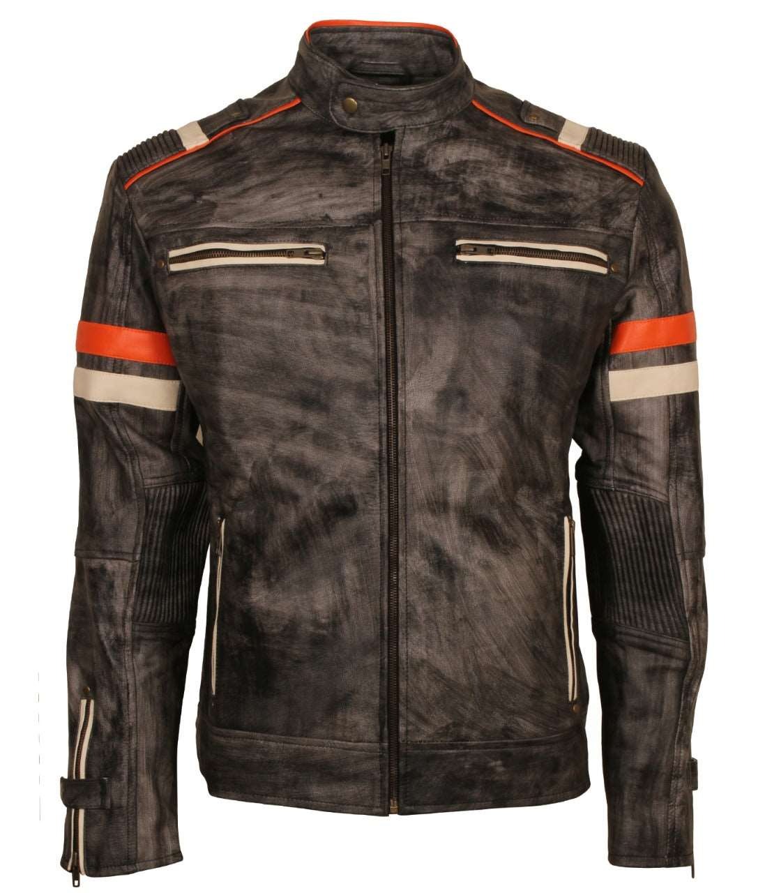 Men's Retro Vintage Style Distressed Biker Leather Jacket