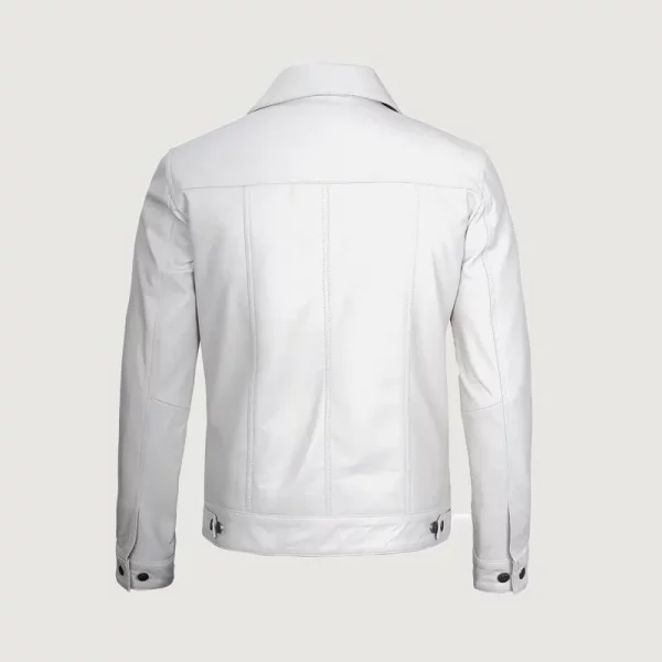 Men's New Biker Style Trucker White Color Leather Jacket