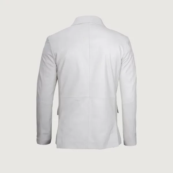 Men's New Two Button White Leather Blazer