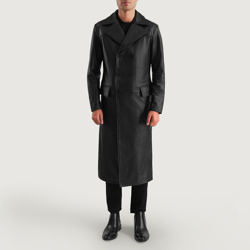 Men's Delmar Black New Double Breasted Trench Coat