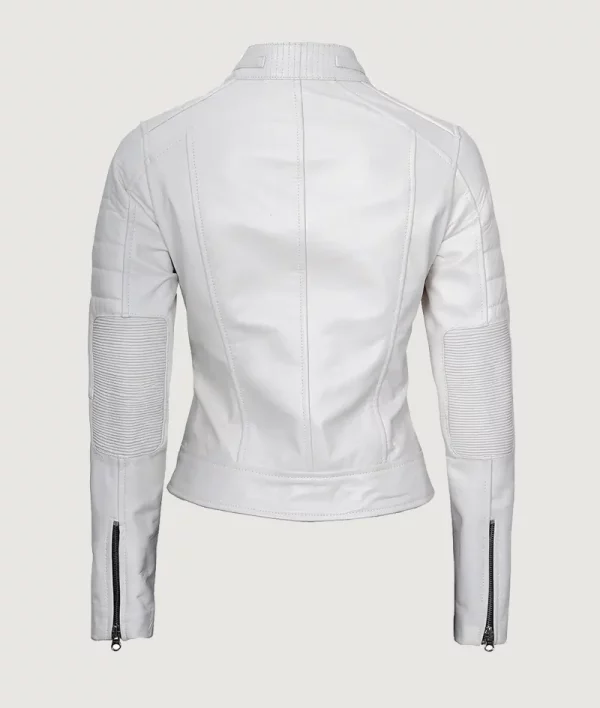 Women's Real Leather White Biker Jacket